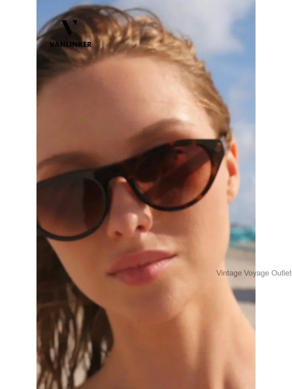 Retro Oval Cateye Sunglasses UV400 Protection Lightweight Plastic Frame